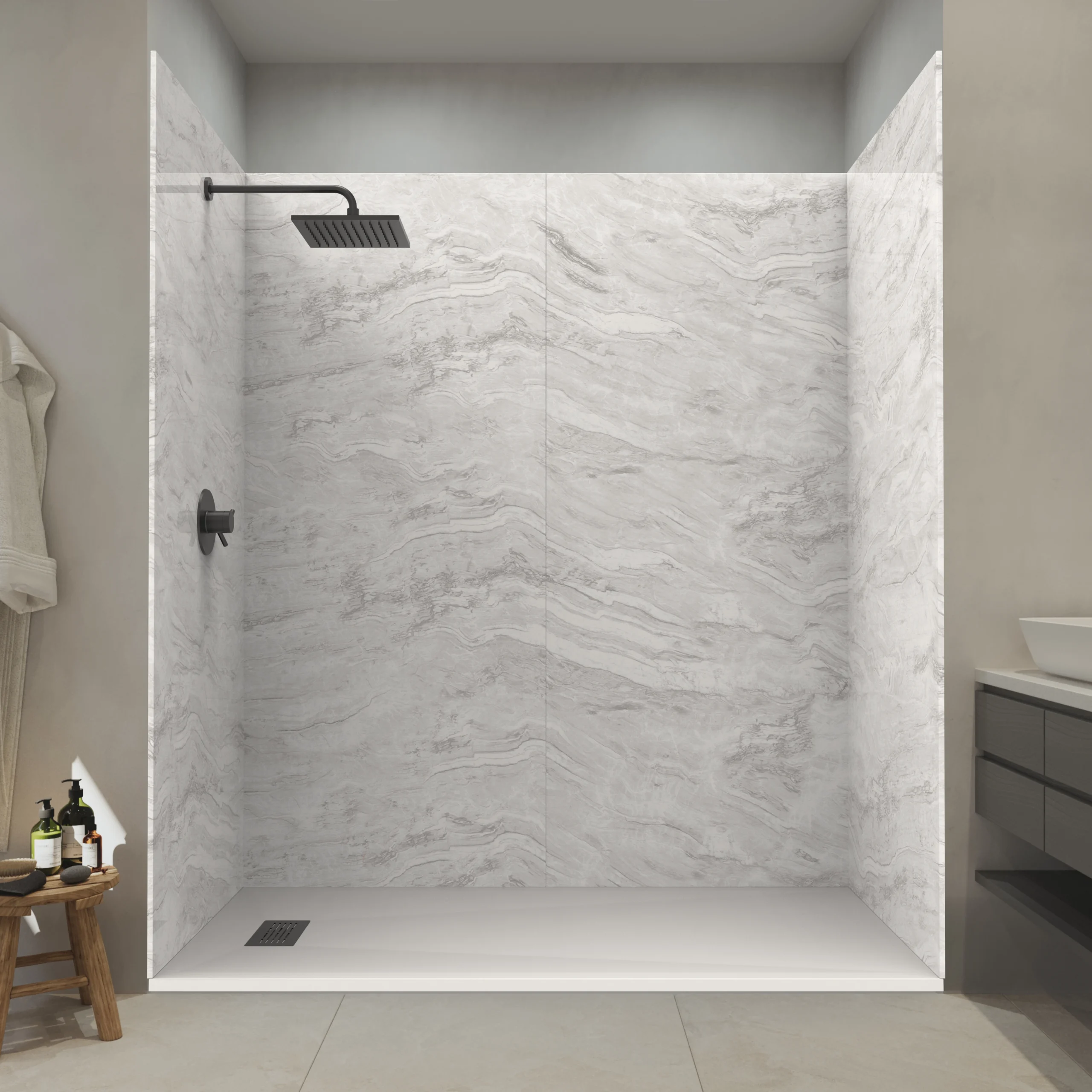 36x72 Shower Kit | 84 in. Left/Right Drain | CASTICO